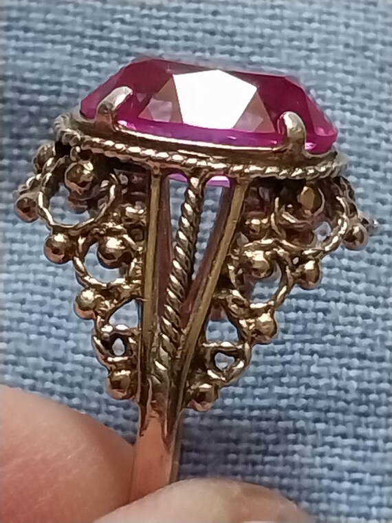 Vintage USSR 875 Silver Ring with Ruby Corundum -… - image 9