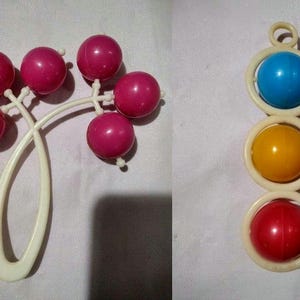Vintage Plastic Rattle Toys - 1960s USSR - Set of 2
