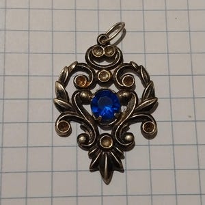 Antique Gilded 875 Silver Pendant: USSR Worker Stamp, 1930s-40s