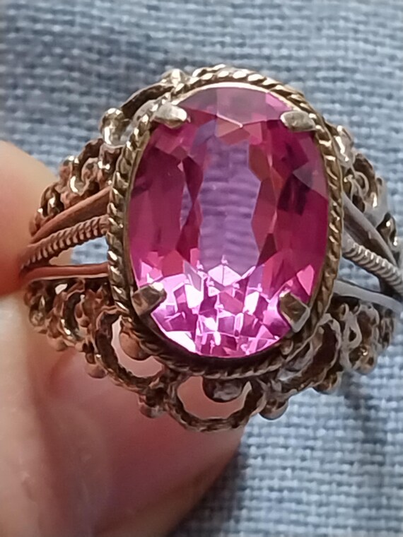 Vintage USSR 875 Silver Ring with Ruby Corundum -… - image 8