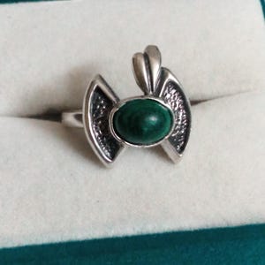Vintage Sterling Silver Malachite Ring - Size 5.5