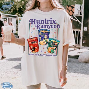 Maglietta Kpop Demon Hunters Ramyeon, colori comodi per i fan, maglietta con noodle ispirata al film Demon Hunter, abbigliamento cool ispirato alla Corea, Mira, Rumi, Zoey