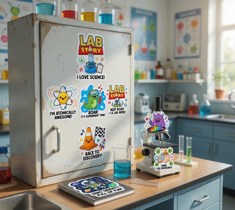 Lab Story Science Chemistry Stickers, Waterproof Vinyl Decals (bundle ...