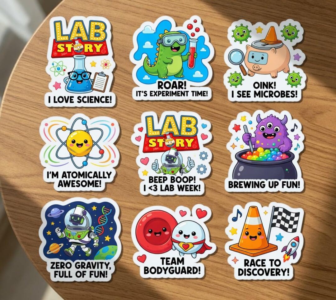 Lab Story Science Chemistry Stickers, Waterproof Vinyl Decals (bundle ...