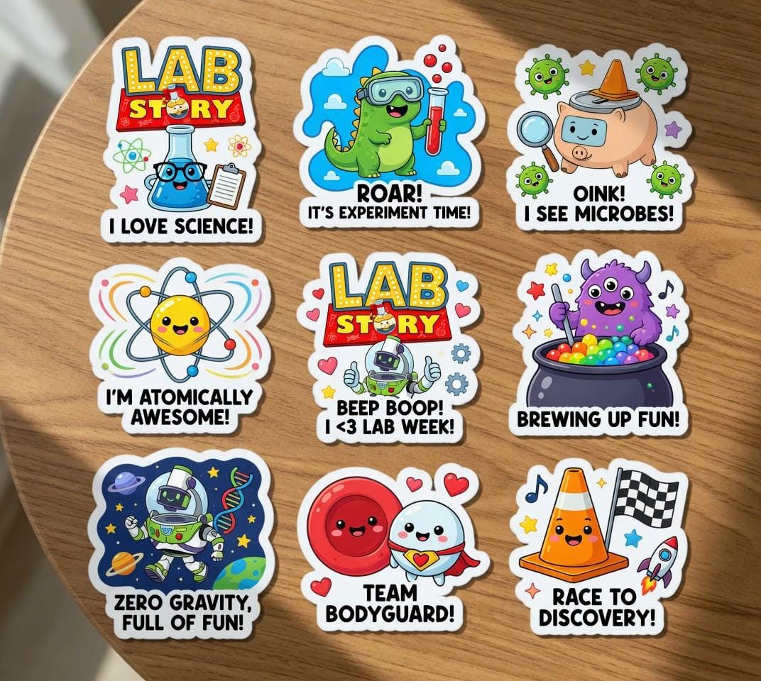 Lab Story Science Chemistry Stickers, Waterproof Vinyl Decals (bundle ...