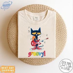 Pete The Cat Groovy Cat T-shirt, The Cool Cat Back To School T-shirt, Children&#39;s Book Gift, Cute Groovy Cat Sweatshirt, Kindergarten Teacher