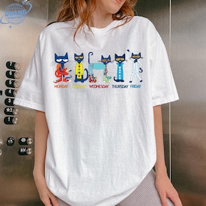 Everyday Of Week Pete The Cat Shirt, Pete The Cat School Shirt, Children&#39;s Book Gift, Groovy Cat Sweatshirt, Kindergarten Teacher Shirt Gift