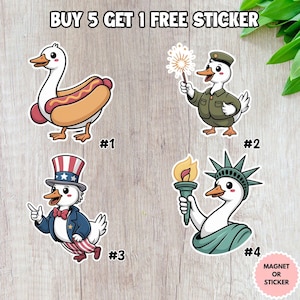 Patriotic Goose Sticker Bundle, Uncle Sam Liberty Hot Dog Vinyl Decals
