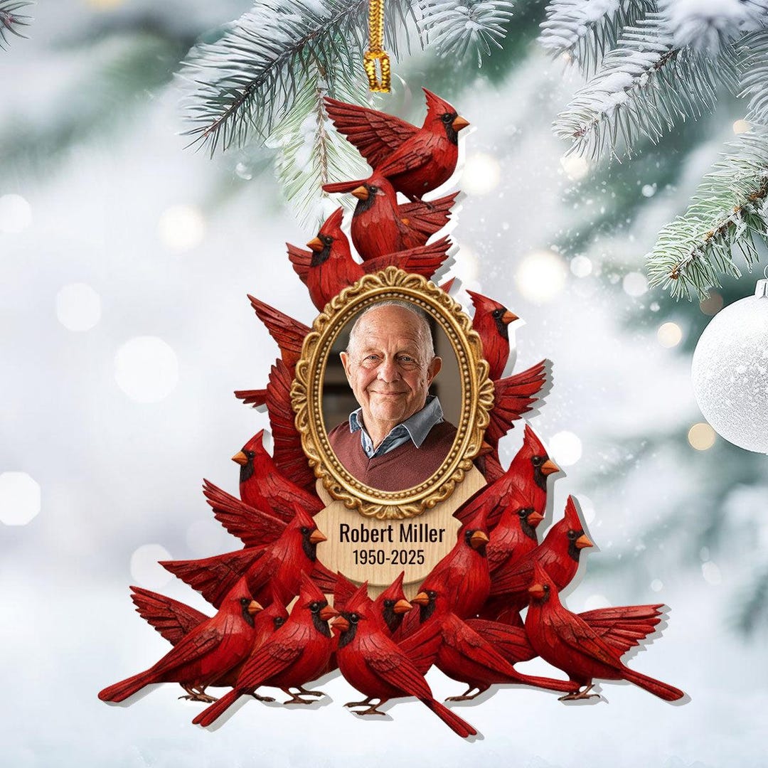 Personalized Cardinal Photo Memorial Ornament, Custom Name & Date ...