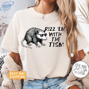 Rizz Em With The Tism Retro Shirt, Vintage Funny Raccoon Tee, Autism Awareness, Raccoon Meme T-Shirt, Funny Gift Shirt, Trendy Shirt