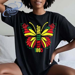 Juneteenth Butterfly Coquette-shirt, shirt zwarte vrouwen, shirt zwart meisjes, shirt sinds 1865, freeish, black power, Black Freedom, Afro-Amerikaans