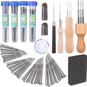 127 PCS Needle Felting Needles, Needle Felting Tools, Wool Felting Supplies Kit, Wooden Holders, Foam Pad, Kit for DIY Crafts