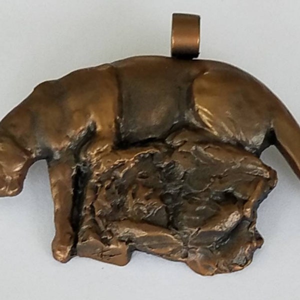 Cougar Pendant, Mountain Lion, Jewelry, Made in Montana Bronze