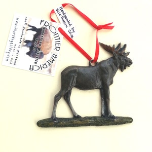 Moose Ornament alle metaal - Hand geschilderd
