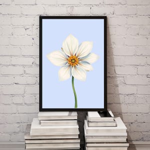 Botany Poster - Mountain Avens Art Print, White Wildflower Wall Decor, Botanical Illustration