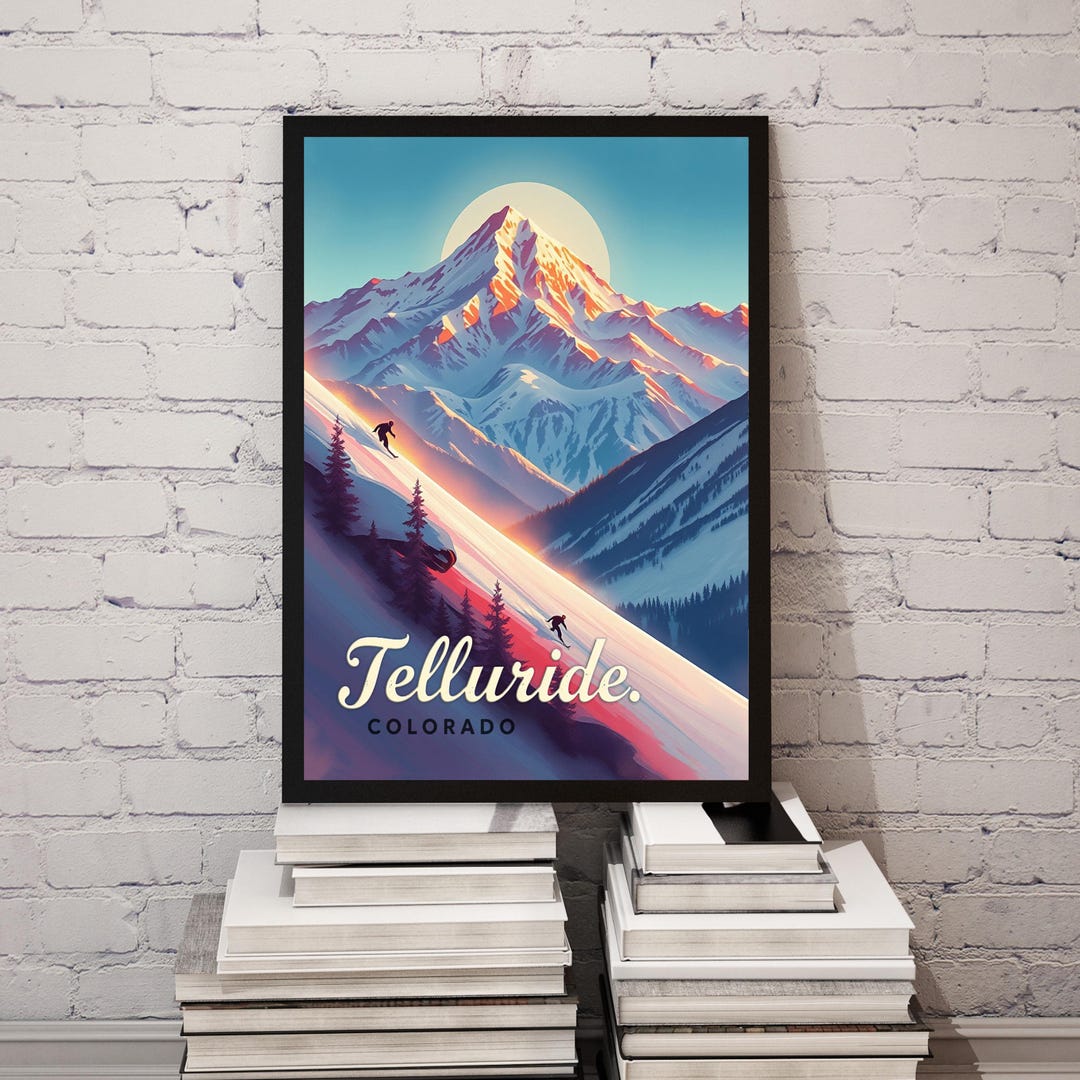 Telluride Vintage Ski Poster - Retro San Juan Mountains Wall Art ...