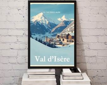 Val d'Isère Vintage Ski Poster - Retro French Alps Wall Art - Alpine Decor