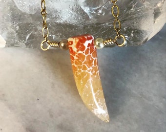 Lava and Fire Dragon Fang Focal Necklace