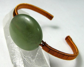 Copper and Aventurine Cuff Bracelet