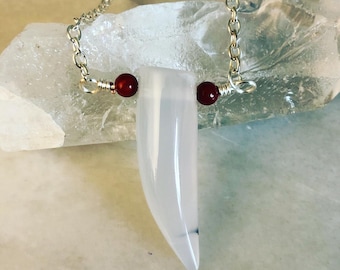 White Ice Dragon Fang Focal Necklace