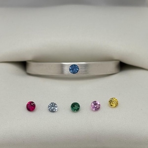 Handmade Birthstone Ring, Flat Silver Band, Flush Setting, Ethical Gemstone, Round Cut Gem