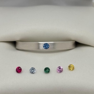 Handmade Silver Birthstone Ring: Flush Set with Brilliant Lab-made Gemstones