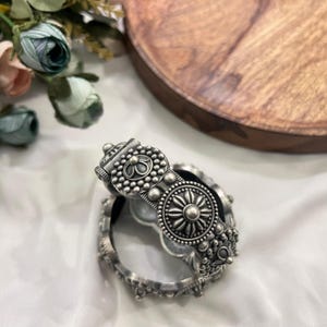 JewelryclosetMuskan Oxidised German Silver Bangles | Antique Openable Kada | Ethnic Tribal Jewelry