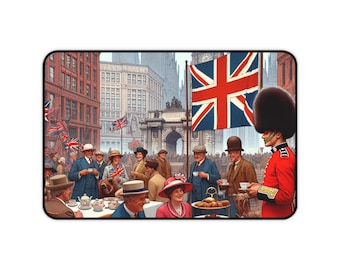 Desk Mat, Oldtown London Teatime Decor, Work Desk Accessory, Desk Organizer, Mouse Pad, Table Protector