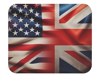Mouse Pad (Rectangle) - USA UK Flag Patriotic Design, American British Fusion, Office Desk Decor, Computer Accessory, Flag Lover Gift,