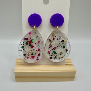 Mardi Gras Glitter Earrings