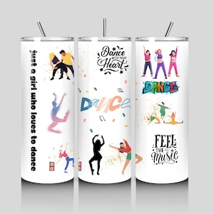 Vaso de sublimación de 20 oz, descarga instantánea, archivo png, diseño de baile, amante del baile, descarga digital.