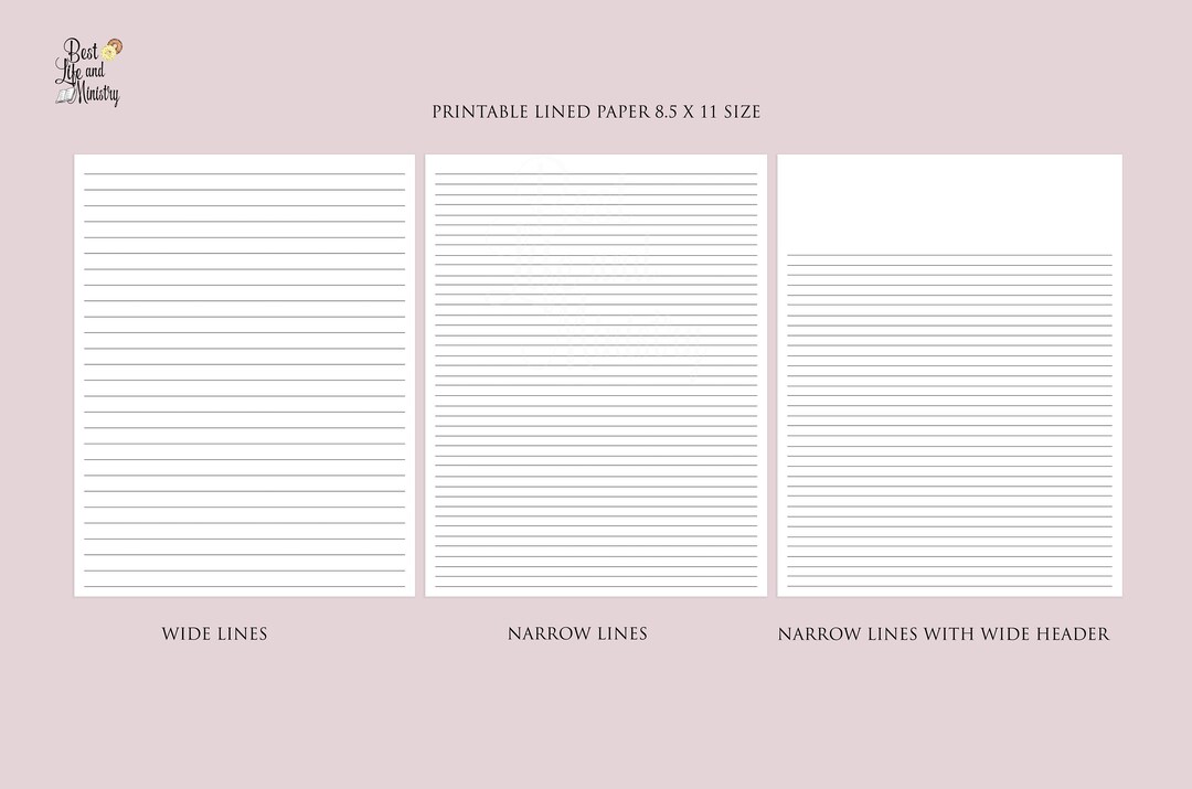Lined Printable Writing Paper | Wide Ruled | College Ruled | Digital