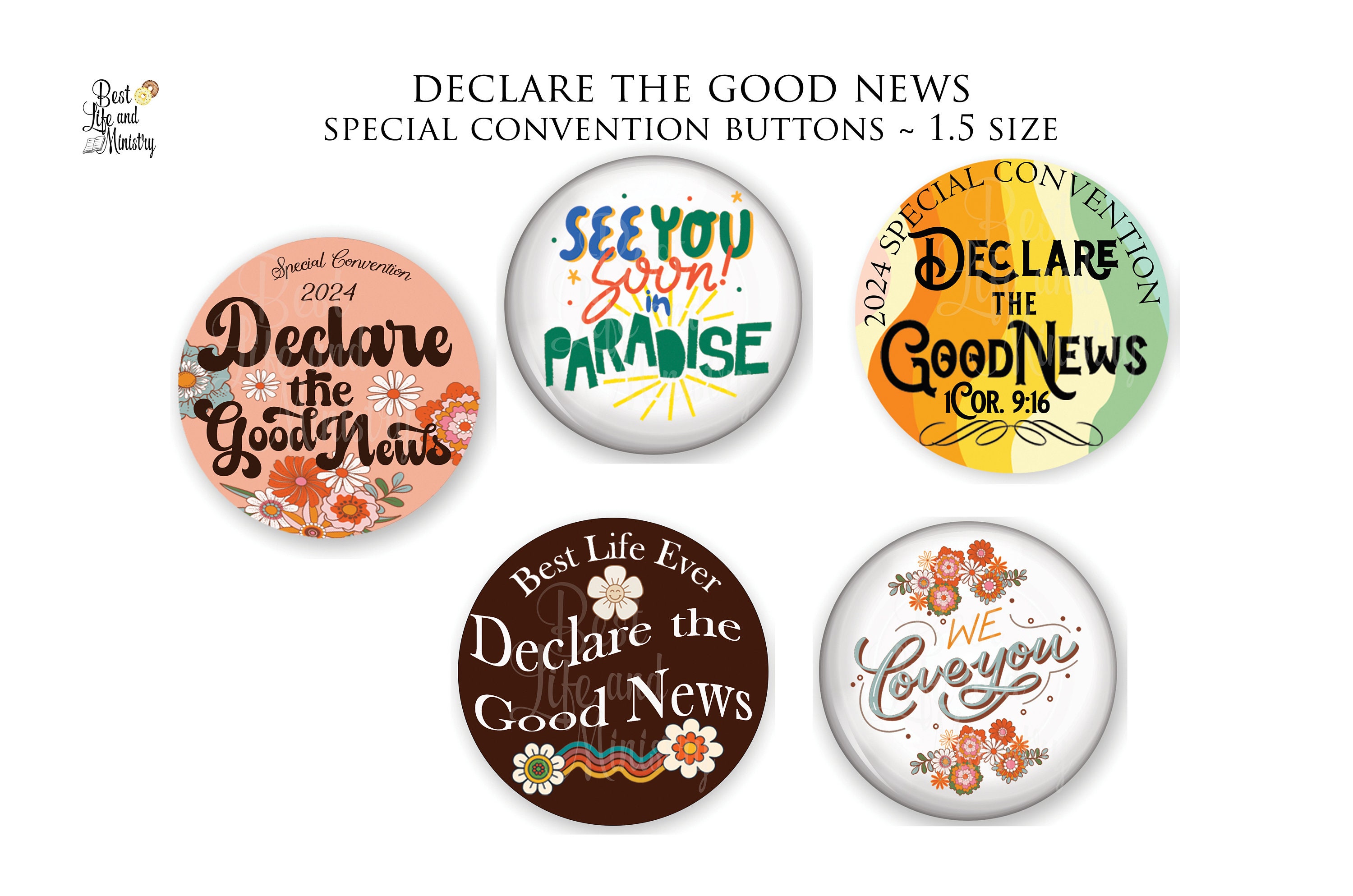 Best Life Ever FLORAL Button Pin Packs