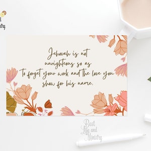 JW Greeting Card | JW Printable Encouragement Card | Hebrews 6:10 | Card for Brothers and Sisters | Instant Download