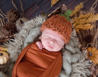 baby boy hat, baby girl hat, pumpkin hat, pumpkin, baby shower gift, coming home outfit, photo prop, first halloween, knit hat