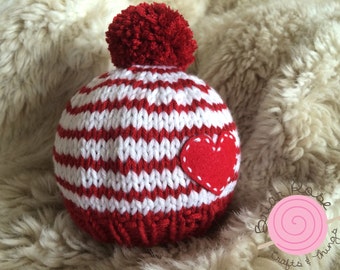 Baby boy hat, baby girl hat, knit baby beanie, photo prop, first valentines day, baby shower gift, coming home outfit, valentines baby