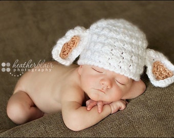 baby boy hat, baby girl hat, lamb beanie, lamb, photo prop, crochet newborn hat, baby shower gift, spring baby, coming home outfit