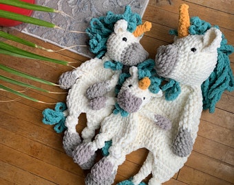 Crochet Unicorn toy, Bluey Unicorse, Unicorse, amigurami, teal unicorn lovey, handmade lovey, crochet doll, Unicorn squishy, Bluey Bingo toy