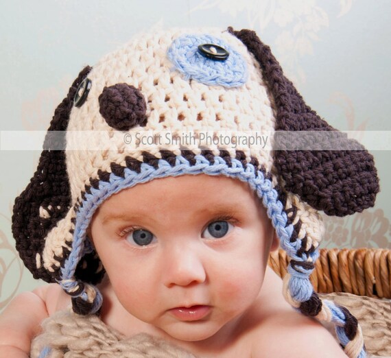 Items similar to Baby boy hat, baby girl hat, crochet puppy hat, puppy ...