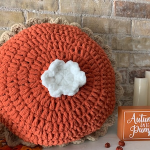 Cutie pie pumpkin pillow, pumpkin pie, crochet pillow, autumn decor, thanksgiving decor, pumpkin, handmade, decorative pillow, halloween