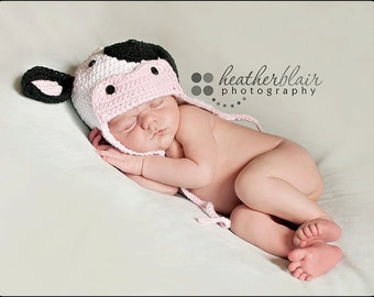 Baby boy hat, baby girl hat, crochet cow hat, cow, photo prop, baby shower gift, coming home outfit, crochet newborn hat, farm nursery