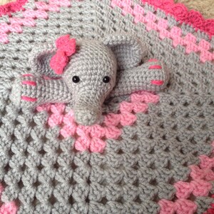Crochet Elephant Lovey, Security Blanket, baby shower gift, elephant nursery, elephant baby gift, photo prop, crochet blanket, baby, newborn