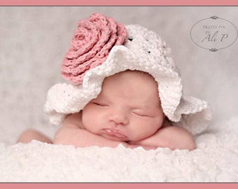 Baby girl hat, Beach hat, cotton hat, photo prop, baby shower gift, swims suit, crochet beach hat, coming home outfit, fun in the sun