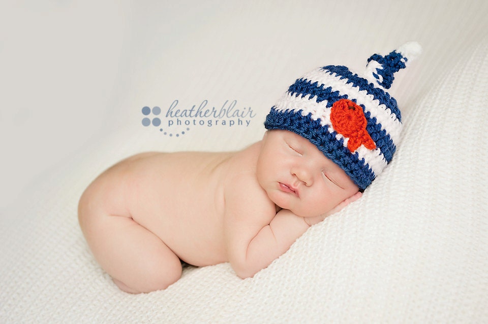 Baby Boy Hat Nautical Baby Beanie Fish Photo Prop Crochet Etsy