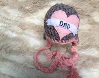 Chunky Pink and Grey Dad Tattoo Hat with Felt Applique - Multiple Sizes Available