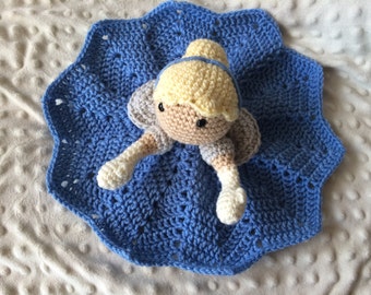 Crochet Cinderella Lovey, Security Blanket, baby shower gift, princess nursery, disney baby gift, Prop, crochet blanket, Cinderella