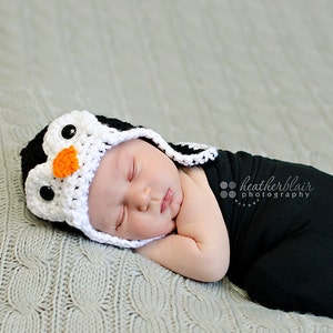 Baby boy hat, baby girl hat, crochet penguin hat, penguin, photo prop, baby shower gift, coming home outfit, first christmas, halloween