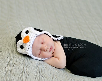 Baby boy hat, baby girl hat, crochet penguin hat, penguin, photo prop, baby shower gift, coming home outfit, first christmas, halloween