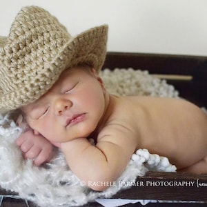 Baby boy hat, baby girl hat, crochet cowboy hat, cowboy, photo prop, baby shower gift, coming home outfit, baby cowboy hat, crochet newborn image 1