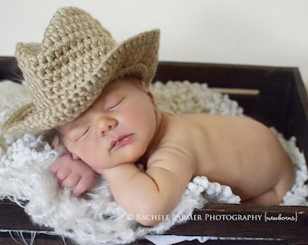 Baby boy hat, baby girl hat, crochet cowboy hat, cowboy, photo prop, baby shower gift, coming home outfit, baby cowboy hat, crochet newborn